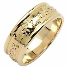Irish Wedding Ring - Men's Wide Corrib Claddagh Wedding Band Product Image