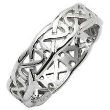 Alternate image for Irish Wedding Ring - Celtic Knot Narrow Pierced Sheelin Ladies Wedding Band