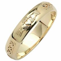 Alternate image for Irish Wedding Ring - Ladies Narrow Claddagh Celtic Knot Corrib Wedding Band - Comfort Fit