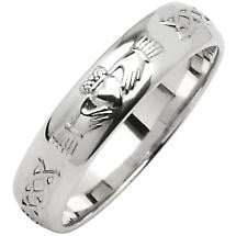 Alternate image for Irish Wedding Ring - Ladies Narrow Sterling Silver Claddagh Celtic Knot Corrib Wedding Band - Comfort Fit