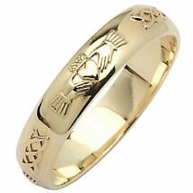 Alternate image for Irish Wedding Ring - Men's Narrow Claddagh Celtic Knot Corrib Wedding Band - Comfort Fit