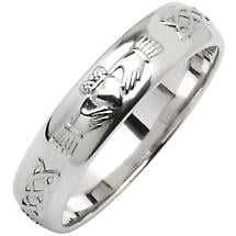 Irish Wedding Ring - Men's Narrow Sterling Silver Claddagh Celtic Knot Corrib Wedding Band - Comfort Fit Product Image