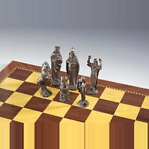 Alternate image for Irish Pewter Celtic Chess Set & Wooden Board