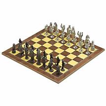 Irish Pewter Celtic Chess Set & Wooden Board Product Image