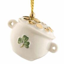 Irish Christmas | Belleek Pottery Pot of Gold Lucky Shamrock Ornament Product Image