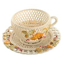Belleek Pottery | Irish Autumn Harvest Cup & Saucer Basket Product Image