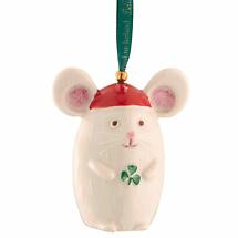 Irish Christmas | Belleek Pottery Not A Creature Was Stirring Mouse Ornament Product Image