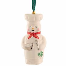 Irish Christmas | Belleek Pottery Shamrock Chef Snowman Ornament Product Image
