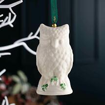 Alternate image for Irish Christmas | Belleek Pottery Owl Shamrock Ornament