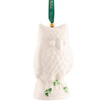 Irish Christmas | Belleek Pottery Owl Shamrock Ornament Product Image