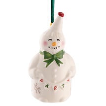 Irish Christmas | Belleek Pottery Party Snowman Ornament Product Image