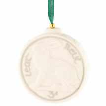 Irish Christmas | Belleek Old Irish Coin- Hare Threepence Hanging Ornament Product Image