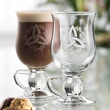 Alternate image for Galway Crystal Shamrock & Trinity Knot Latte Glass Mug Pair