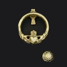 Irish Doorknocker | Brass Claddagh and Celtic Cross Door Knocker - Medium Product Image