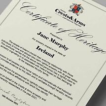 Irish Family Name | Ancestry Certificate of Heritage Parchment Product Image