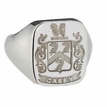 Irish Rings - Sterling Silver Personalized Coat of Arms Cushion Shaped Ring Product Image