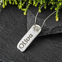 Alternate image for Irish Necklace - Personalized Solid Silver Ogham Pendant with Chain