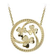 Irish Necklace | Gold Plated Sterling Silver Shamrock Round Pendant Product Image