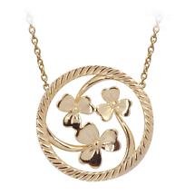 Irish Necklace | Rose Gold Plated Sterling Silver Shamrock Round Pendant Product Image