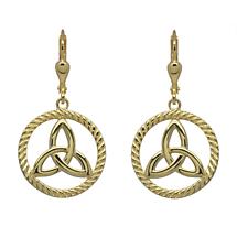 Irish Earrings | Gold Plated Sterling Silver Round Trinity Knot Earrings Product Image