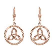 Irish Earrings | Rose Gold Plated Sterling Silver Round Trinity Knot Earrings Product Image