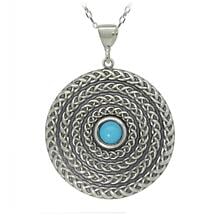Irish Necklace | Sterling Silver Turquoise Oxidised Celtic Knot Pendant with Chain Product Image