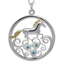 Irish Necklace | Sterling Silver & Gold Plated Tir na nOg Pendant  with Chain Product Image