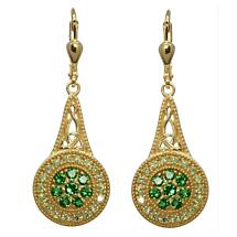 Irish Earrings | Gold Plated Sterling Silver with Crystal Celtic Trinity Knot Circle Drop Earrings Product Image