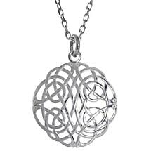Irish Necklace| Sterling Silver Book of Kells Celtic Knot Round Pendant - Large with Chain Product Image
