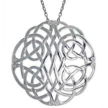 Alternate image for Irish Necklace| Sterling Silver Book of Kells Celtic Knot Round Pendant - Medium with Chain