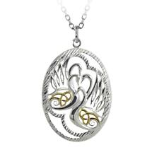 Alternate image for Irish Necklace | Sterling Silver & Gold Plated Children of Lir Pendant with Chain