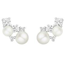Irish Earrings | Sterling Silver Crystal Pearl Climber Earrings Product Image
