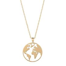 Irish Necklace | 9k Gold Gold Map of the World Pendant Product Image