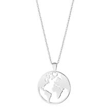 Irish Necklace | 9k White Gold Map of the World Pendant Product Image