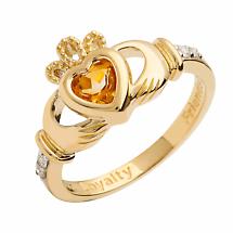 Irish Ring | 14k Gold Diamond Love Loyalty Friendship Birthstone Claddagh Ring Product Image
