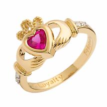 Irish Ring | 14k Gold Diamond Love Loyalty Friendship Birthstone Claddagh Ring Product Image