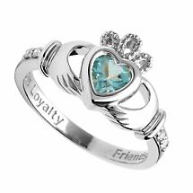 Irish Ring | 14k White Gold Diamond Love Loyalty Friendship Birthstone Claddagh Ring Product Image