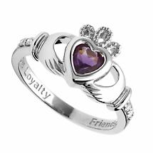 Alternate image for Irish Ring | 14k White Gold Diamond Love Loyalty Friendship Birthstone Claddagh Ring