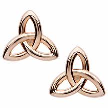 Irish Earrings | Sterling Silver Rose Gold Trinity Knot Stud Earrings Product Image