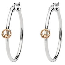 Irish Earrings | Sterling Silver Rose Gold Claddagh Hoop Earrings Product Image
