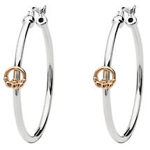 Alternate image for Irish Earrings | Sterling Silver Rose Gold Claddagh Hoop Earrings