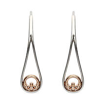 Irish Earrings | Sterling Silver Rose Gold Claddagh Drop Earrings Product Image