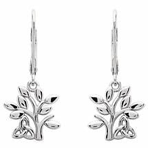Irish Earrings | Sterling Silver Celtic Tree of Life Trinity Knot Drop Earrings Product Image