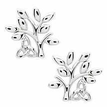 Irish Earrings | Sterling Silver Celtic Tree of Life Trinity Knot Stud Earrings Product Image