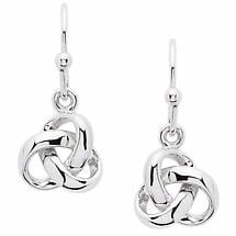 Irish Earrings | Sterling Silver Celtic Trinity Knot Drop Earrings Product Image