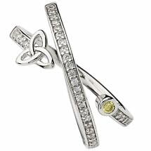Irish Ring | Sterling Silver Crystal & Peridot Crossover Trinity Knot Ring Product Image