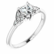 Irish Engagement Ring | Ciara 14K White  Diamond Heart Celtic Trinity Knot Ring Product Image