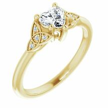 Irish Engagement Ring | Cliodhna 14K Yellow  Diamond Heart Celtic Trinity Knot Ring Product Image