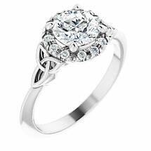 Irish Engagement Ring | Easnadh 14K White Gold 1ct Diamond Celtic Trinity Knot Ring Product Image