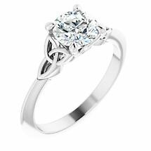 Irish Engagement Ring | Fiadh 14K White Gold 1ct Diamond Solitaire Celtic Trinity Knot Ring  Product Image